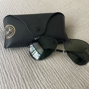 Ray-Ban polarized black aviator sunglasses